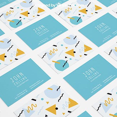Cartes de visite bleues, blanches et oranges